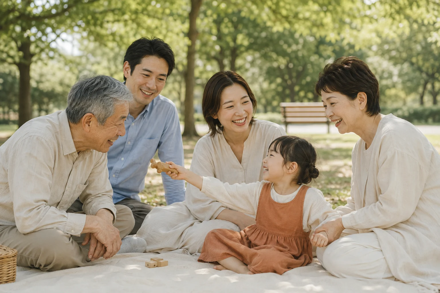 公園で、三世代。